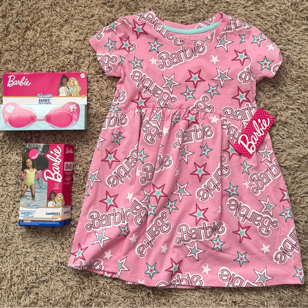 Barbie Summer Fun Bundle Includes Goggles, Floaties And Dress Size: 5T